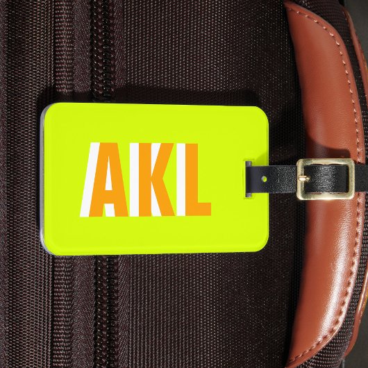 Personalized Shadow Monogram Bright Green Orange ラゲッジタグ