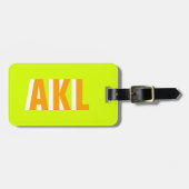 Personalized Shadow Monogram Bright Green Orange ラゲッジタグ (正面横)