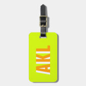 Personalized Shadow Monogram Bright Green Orange ラゲッジタグ (正面縦)