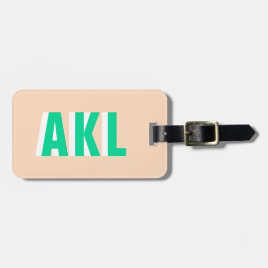 Personalized Shadow Monogram Green Beige Custom ラゲッジタグ (正面横)