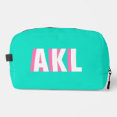 Personalized Shadow Monogram Pink Aqua Green ドップキット (正面)