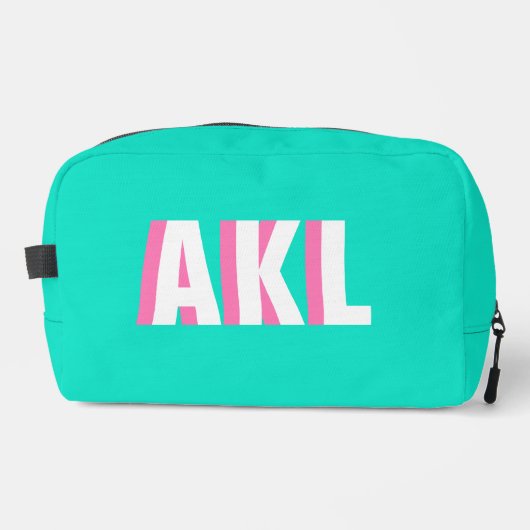 Personalized Shadow Monogram Pink Aqua Green ドップキット (正面)