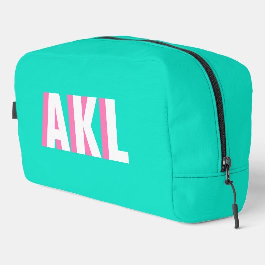 Personalized Shadow Monogram Pink Aqua Green ドップキット (右コーナー)