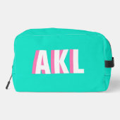 Personalized Shadow Monogram Pink Aqua Green ドップキット (裏面)