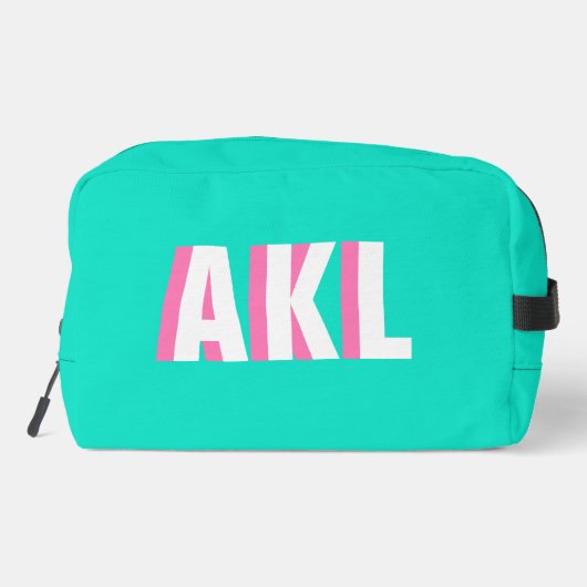 Personalized Shadow Monogram Pink Aqua Green ドップキット (裏面)