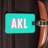 Personalized Shadow Monogram Pink Aqua Green ラゲッジタグ