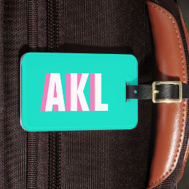 Personalized Shadow Monogram Pink Aqua Green ラゲッジタグ