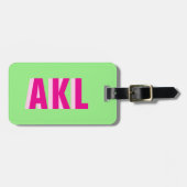 Personalized Shadow Monogram Pink Green Custom ラゲッジタグ (正面横)