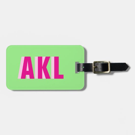 Personalized Shadow Monogram Pink Green Custom ラゲッジタグ (正面横)