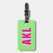 Personalized Shadow Monogram Pink Green Custom ラゲッジタグ (正面縦)