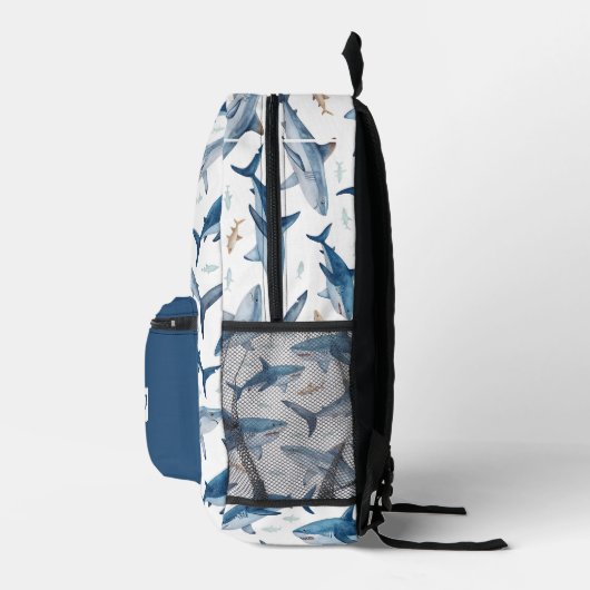 Personalized Shark Pattern Backpack for Boys プリントバックパック (右)