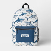 Personalized Shark Pattern Backpack for Boys プリントバックパック (正面)