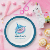 Personalized Shark Pool Party ペーパープレート (パーティー)