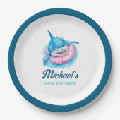 Personalized Shark Pool Party ペーパープレート (正面)