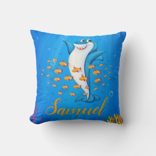 Personalized Shark Theme Throw Pillow クッション (正面)