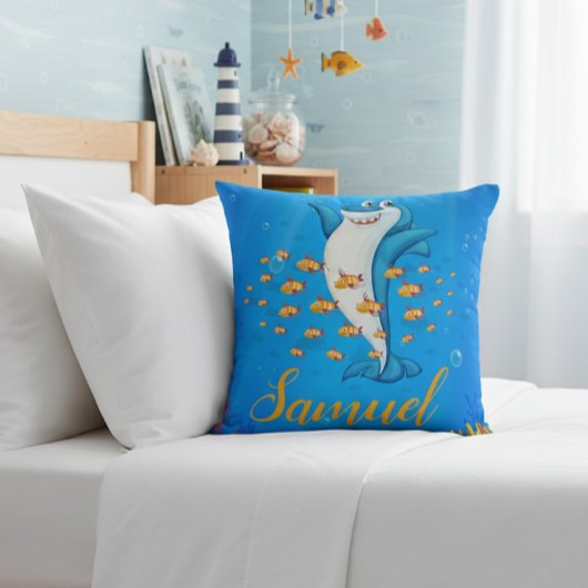 Personalized Shark Theme Throw Pillow クッション