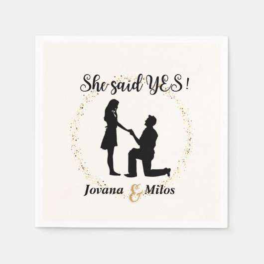 Personalized She said Yes Engagement Plate  スタンダードカクテルナプキン (正面)