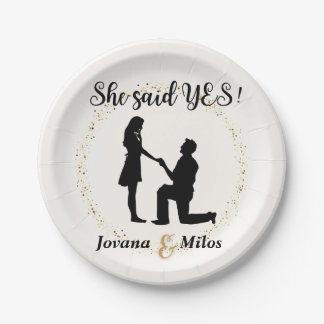 Personalized She said Yes Engagement Plate  ペーパープレート