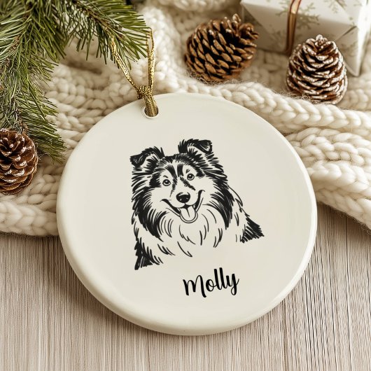 Personalized Sheltie Dog Christmas セラミックオーナメント