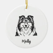 Personalized Sheltie Dog Christmas セラミックオーナメント (正面)