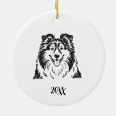 Personalized Sheltie Dog Christmas セラミックオーナメント (裏面)