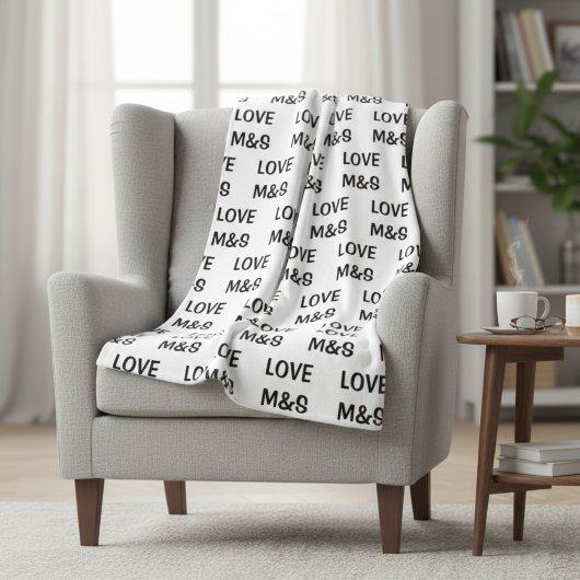 Personalized Sherpa Fleece Initial Blanket, Custom フリースブランケット