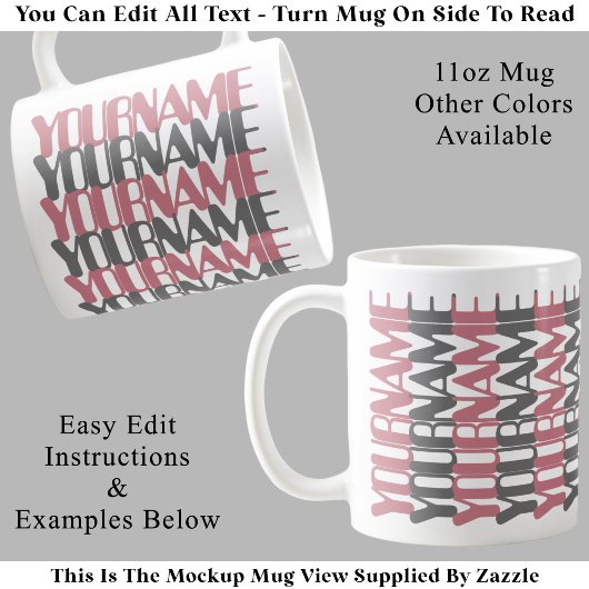 Personalized Short Custom Name Pink Hidden Message コーヒーマグカップ