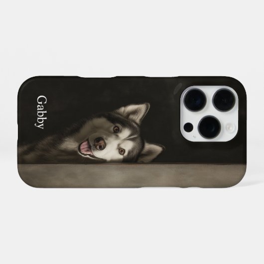 Personalized Siberian Husky Portrait iPhoneケース (裏面横)