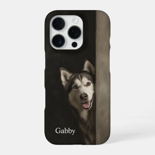 Personalized Siberian Husky Portrait iPhoneケース (裏面)