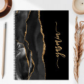 Personalized Signature Black Gold Agate ノートブック