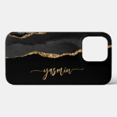 Personalized Signature Black Gold Agate Case-Mate iPhoneケース (裏面 (横))