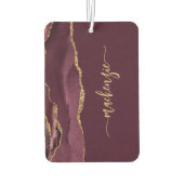 Personalized Signature Burgundy Gold Agate カーエアーフレッシュナー (裏面)