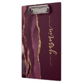 Personalized Signature Burgundy Red Gold Agate クリップボード (左)
