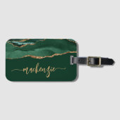 Personalized Signature Emerald Green Gold Agate ラゲッジタグ (正面横)