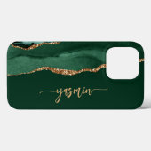 Personalized Signature Emerald Green Gold Agate Case-Mate iPhoneケース (裏面 (横))