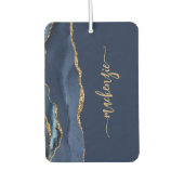 Personalized Signature Navy Blue Gold Agate カーエアーフレッシュナー (正面)