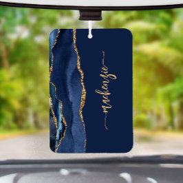 Personalized Signature Navy Blue Gold Agate カーエアーフレッシュナー
