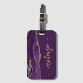 Personalized Signature Purple Gold Agate ラゲッジタグ (正面縦)