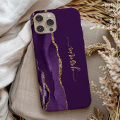 Personalized Signature Purple Gold Agate Case-Mate iPhoneケース