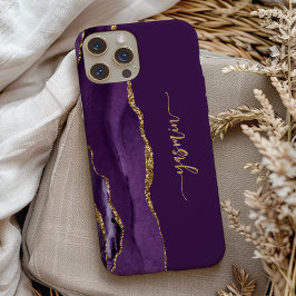 Personalized Signature Purple Gold Agate iPhone 13 Proケース