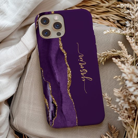 Personalized Signature Purple Gold Agate Case-Mate iPhoneケース