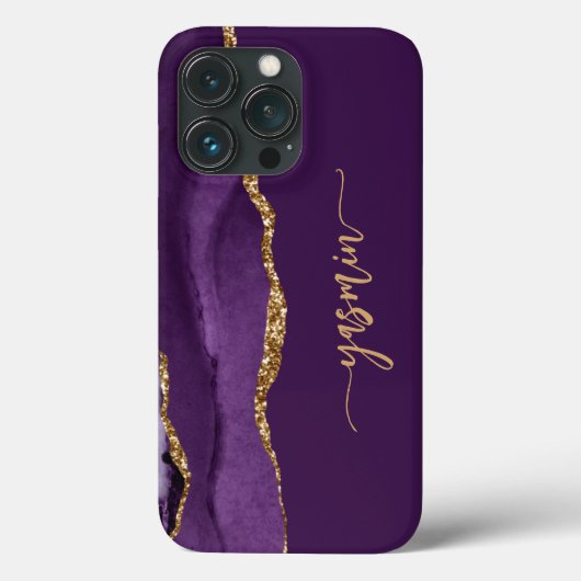 Personalized Signature Purple Gold Agate Case-Mate iPhoneケース (裏面)