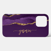 Personalized Signature Purple Gold Agate Case-Mate iPhoneケース (裏面 (横))