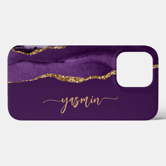 Personalized Signature Purple Gold Agate Case-Mate iPhoneケース (裏面 (横))