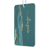 Personalized Signature Teal Blue Gold Agate カーエアーフレッシュナー (左)