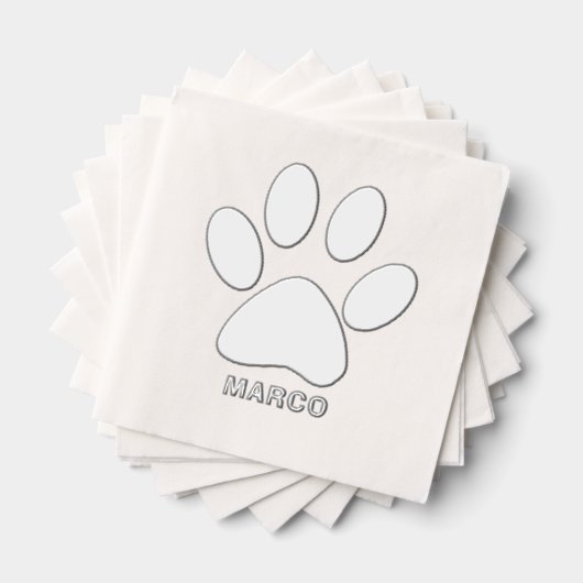 Personalized Silver Foiled Dog Paw Image 箔ナプキン (インサイチュ (積み重ね))