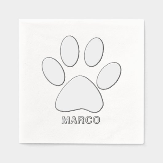 Personalized Silver Foiled Dog Paw Image 箔ナプキン (正面)