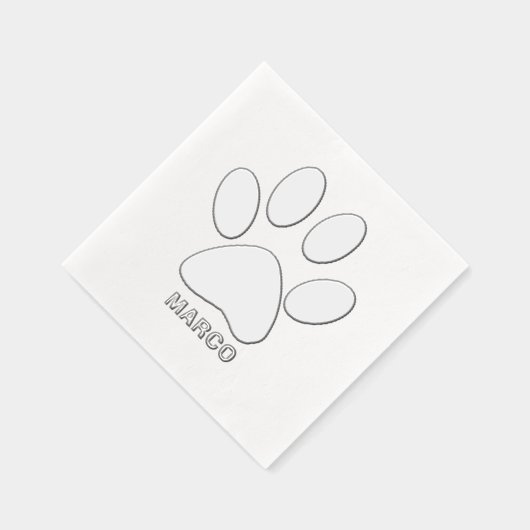 Personalized Silver Foiled Dog Paw Image 箔ナプキン (右)