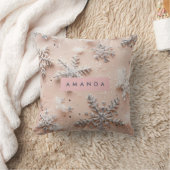 Personalized Silver Glitter Snowflake  クッション (ブランケット)