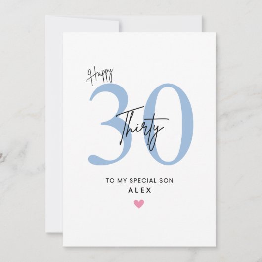 Personalized Simple 30th Birthday Card Son カード (正面)
